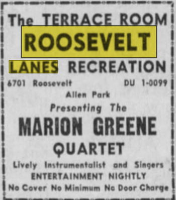 Roosevelt Lanes Recreation - Apr 15 1953 Ad (newer photo)